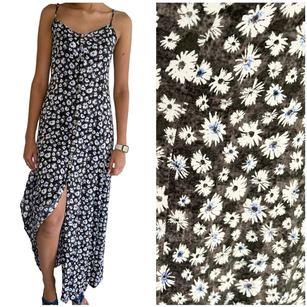 American Eagle Y2K Maxi Dress Lace Up Open Back Ditsy‎ Floral Sleeveless